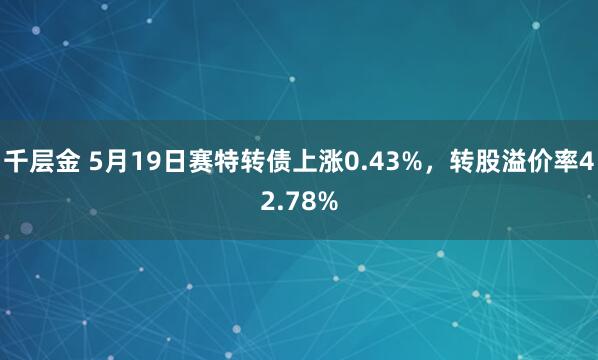 千层金 5月19日赛特转债上涨0.43%，转股溢价率42.78%