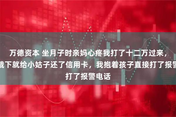 万德资本 坐月子时亲妈心疼我打了十二万过来，婆婆截下就给小姑子还了信用卡，我抱着孩子直接打了报警电话